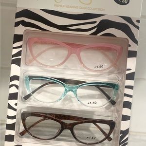JESSICA SIMPSON 3 PACK SET PREMIUM READING GLASSES READERS +1.50 NEW AUTHENTIC.